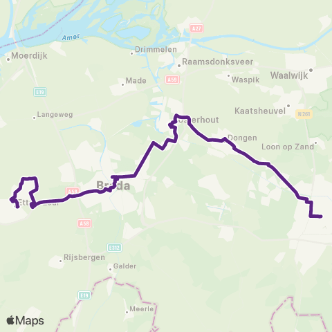 Bravo Tilburg via Breda CS - Etten-Leur Centrum map
