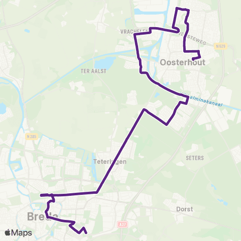 Bravo Oosterhout via Breda CS - Breda Bijster map