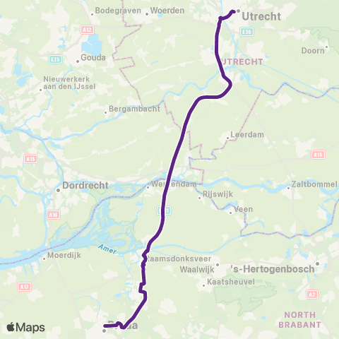 Bravo Oosterhout - Utrecht map