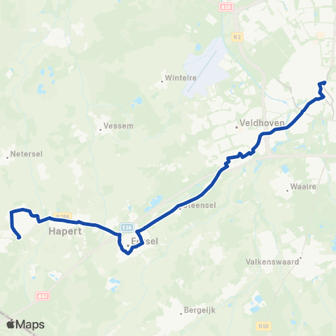 Bravo Bladel - Eersel - Eindhoven Station map