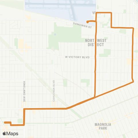 Burbank Bus NOHO to Airport map