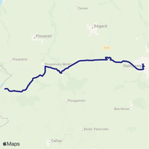 BreizhGo Car 22 Plougras - Guingamp map