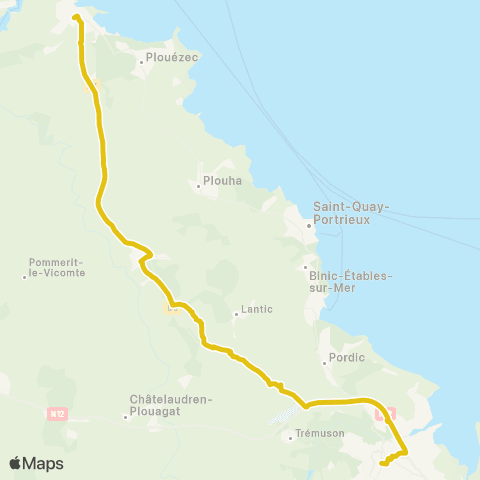 BreizhGo Car 22 Paimpol - Lanvollon - Saint-Brieuc map