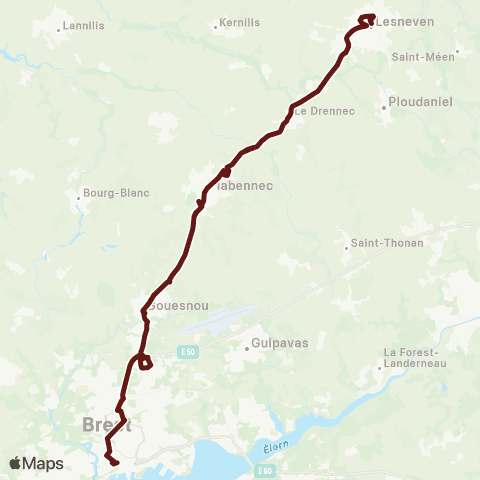 BreizhGo Car 29 Lesneven - Brest map