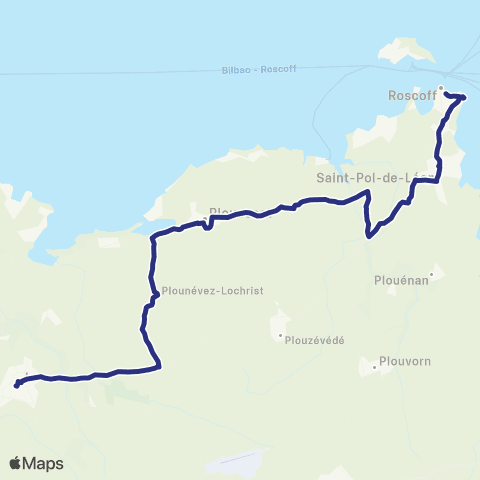 BreizhGo Car 29 Roscoff - Lesneven (Brest) map