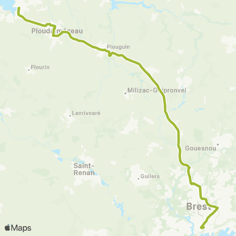 BreizhGo Car 29 Ploudalmézeau - Brest map