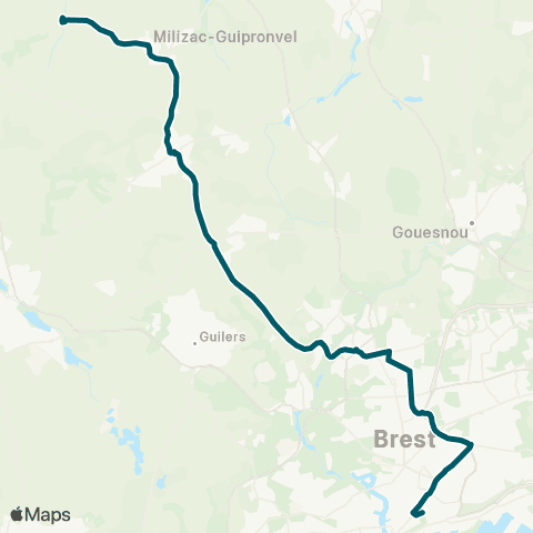 BreizhGo Car 29 Guipronvel - Milizac - Brest map