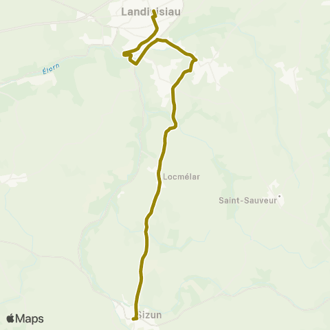 BreizhGo Car 29 Sizun - Landivisiau map