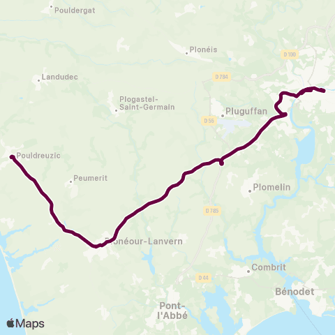 BreizhGo Car 29 Pouldreuzic - Plonéour-Lanvern - Quimper map