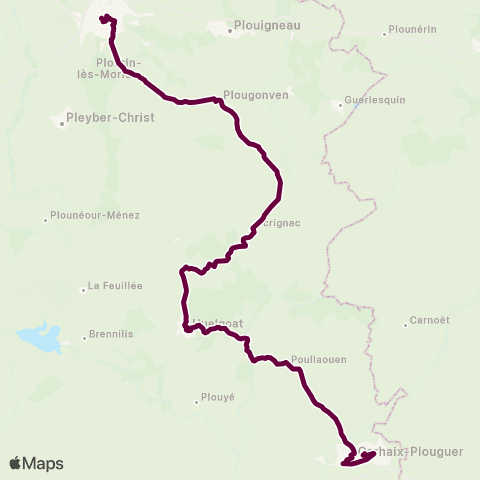 BreizhGo Car 29 Carhaix - Morlaix map