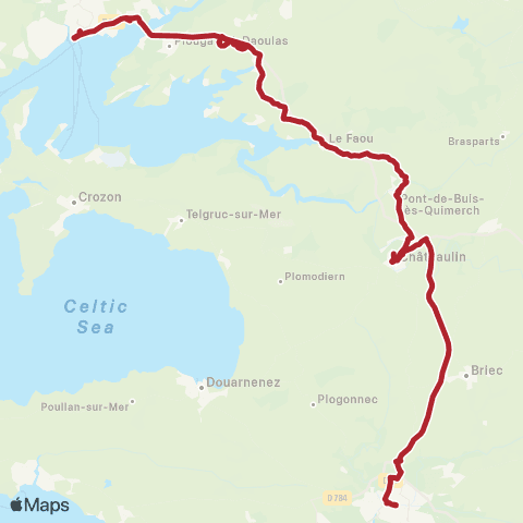 BreizhGo Car 29 Quimper - Brest map