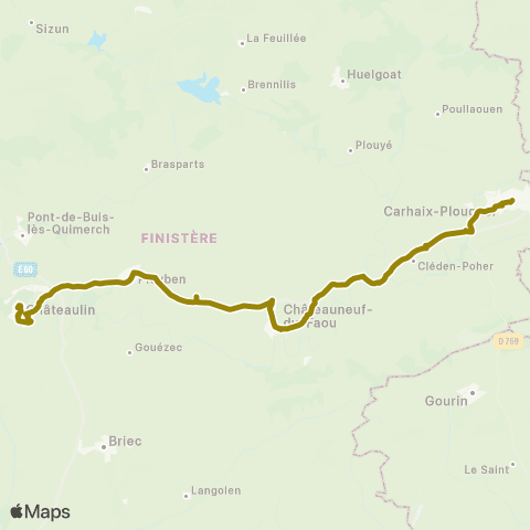 BreizhGo Car 29 Carhaix - Châteaulin map