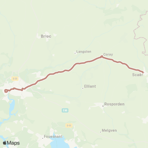 BreizhGo Car 29 Scaër - Coray - Quimper map