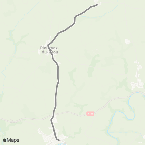 BreizhGo Car 29 TAD Collorec, Landeleau, Plonévez, St Goazec, Spézet vers Brest map