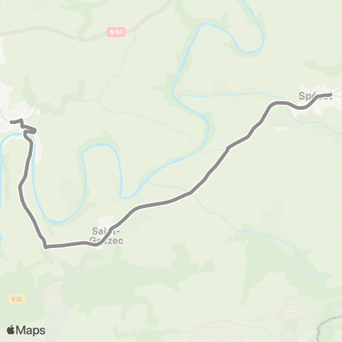 BreizhGo Car 29 TAD Collorec, Landeleau, Plonévez, St Goazec, Spézet vers Quimper map