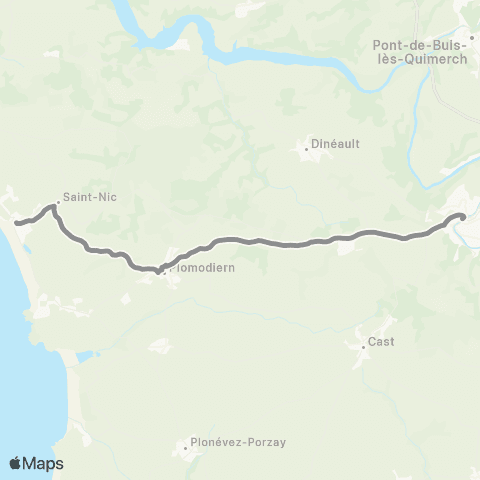 BreizhGo Car 29 TAD Cast, Dinéault, Ploéven, Plomodiern, Plonévez-Porzay, Port Launay, St Coulitz, St Nic, St Ségal, Trégarvan vers Châteaulin  map