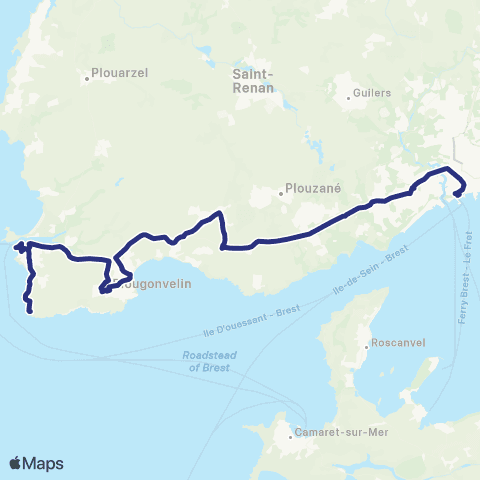 BreizhGo Car 29 Le Conquet - Brest map