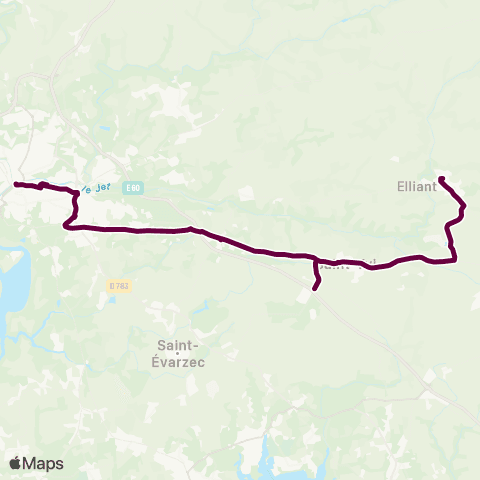 BreizhGo Car 29 Elliant - Saint Yvi - Quimper map