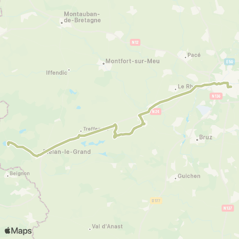 BreizhGo Car 35 Paimpont - Rennes map