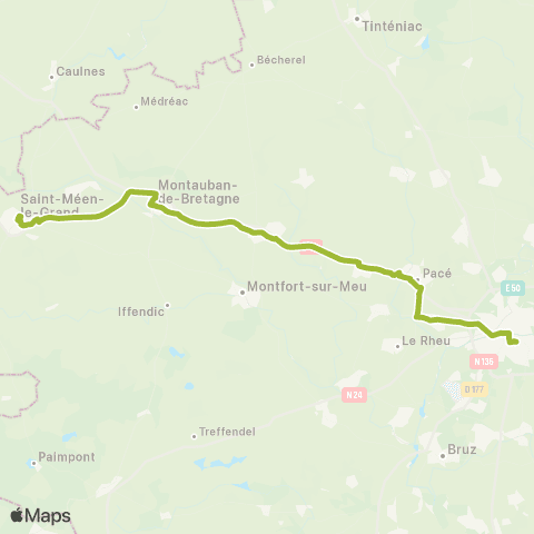 BreizhGo Car 35 Merdrignac - Rennes map