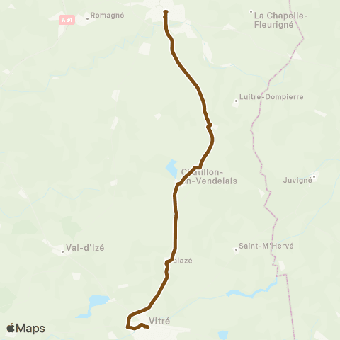 BreizhGo Car 35 Vitré - Fougères map