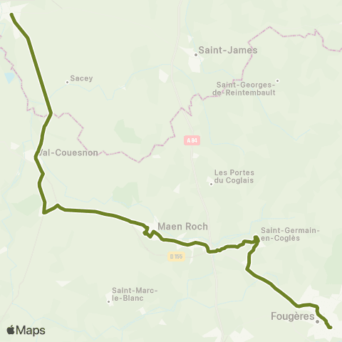 BreizhGo Car 35 Fougères - Pontorson - St-Malo map