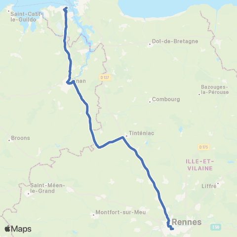 BreizhGo Car 35 Dinard - Dinan - Rennes map