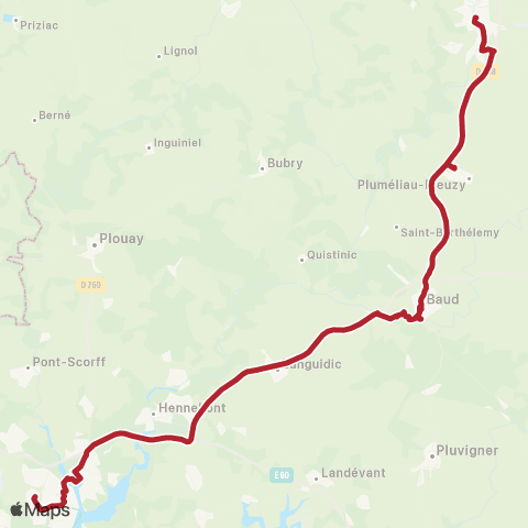 BreizhGo Car 56 Pontivy - Baud - Lorient map