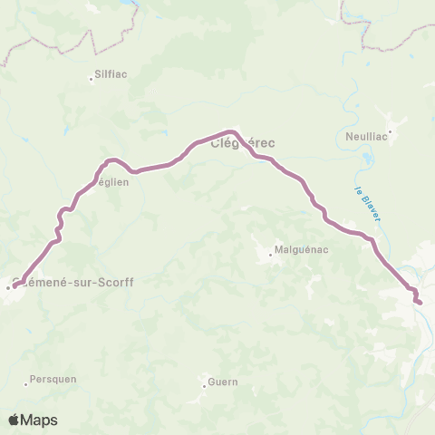 BreizhGo Car 56 Pontivy - Guémené sur Scorff map