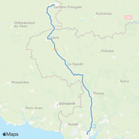BreizhGo Car 56 Carhaix - Gourin - le Faouet - Lorient map