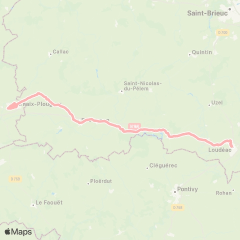 BreizhGo Car 56 Carhaix - Rostrenen - Loudéac map