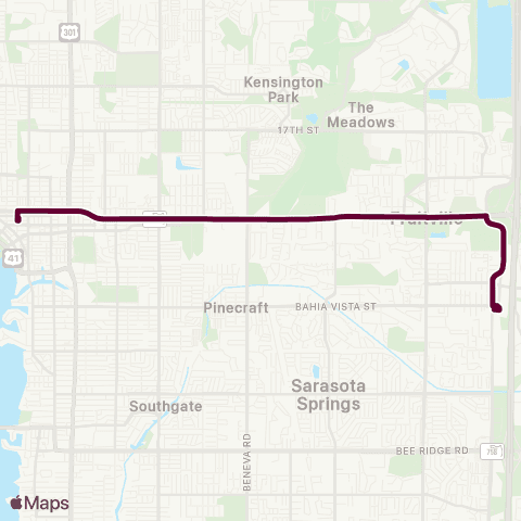 Breeze Transit Downtown / Fruitville / Cattlemen map