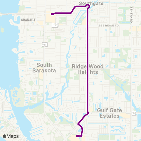 Breeze Transit Southgate / Swift / Gulf Gate map