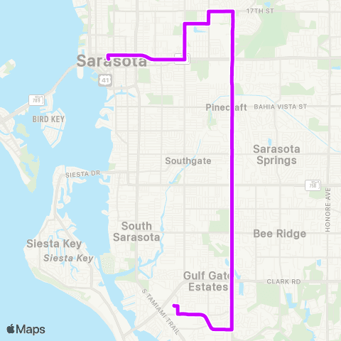 Breeze Transit Downtown / Beneva / Gulf Gate map