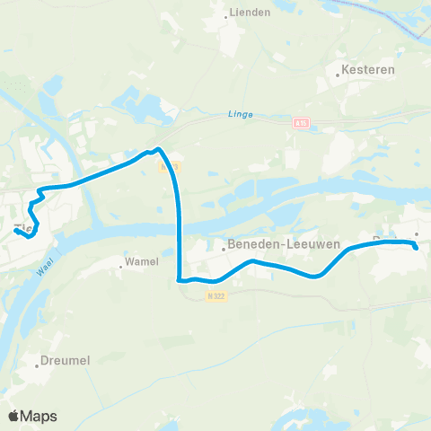 Breng Druten Busstation - Tiel Station map