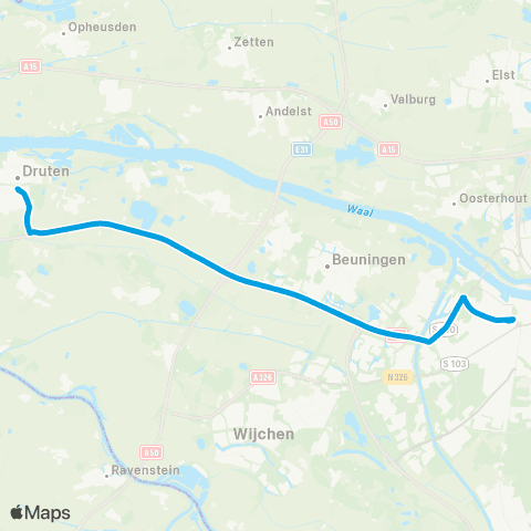 Breng Nijmegen CS - Druten Busstation map