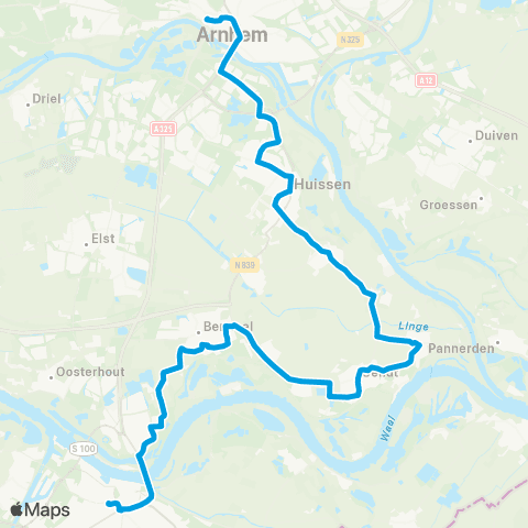 Breng Arnhem CS - Bemmel - Nijmegen CS map