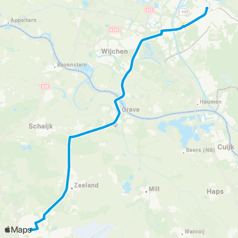 Breng Nijmegen CS - Grave - Uden Busstation map