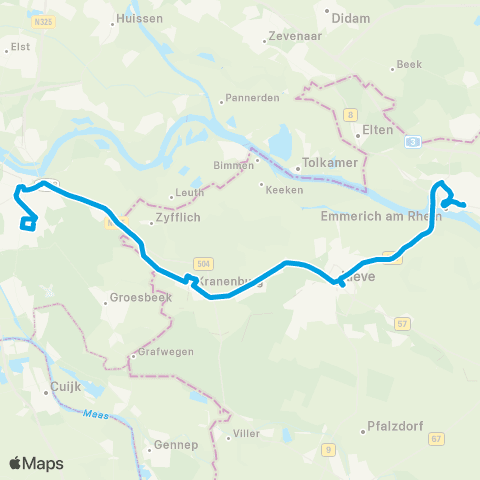 Breng Emmerich - Kleve Bahnhof - Nijmegen CS - Heyendaal map