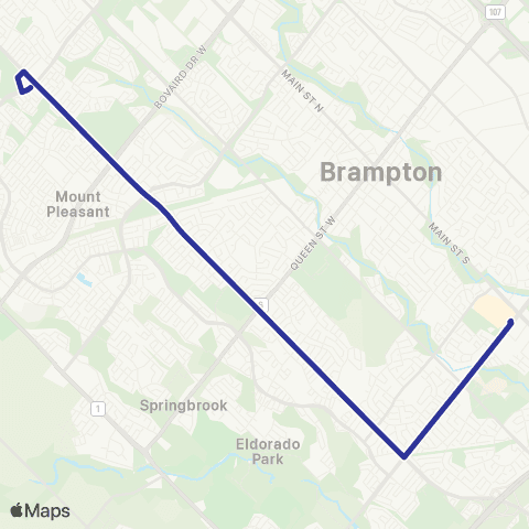 Brampton Transit Chinguacousy Express map