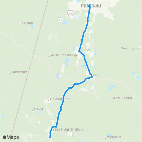 BRTA Express Pittsfield / Great Barrington map