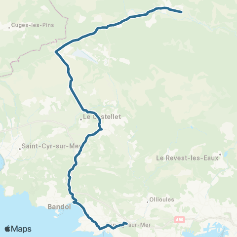 Navettes de Bandol / Sanary-sur-Mer Esti'Bus 1 map