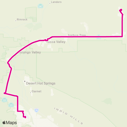 Basin Transit 15 Yucca Val / Palm Springs MCAGCC Airport map