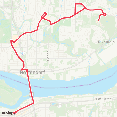 Bettendorf Transit Red Route map