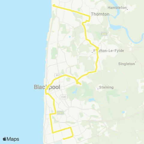 Blackpool Transport Bibby Drive - Halfway House map
