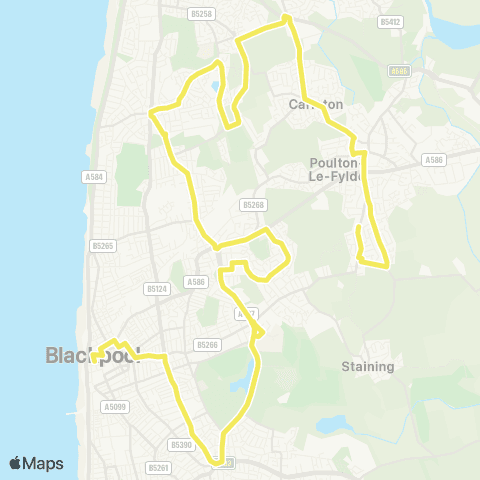 Blackpool Transport Baines HS Sch Only - Corporation St C4 map