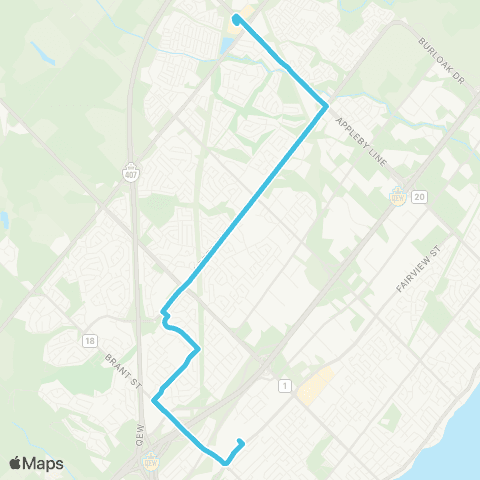 Burlington Transit Upper Middle map