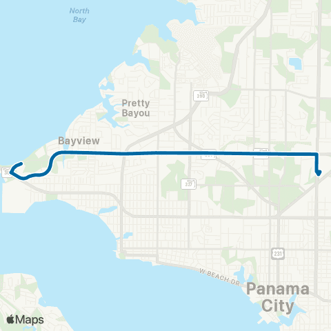 Bay Town Trolley Panama City Mall / Gulf Coast State Coll map