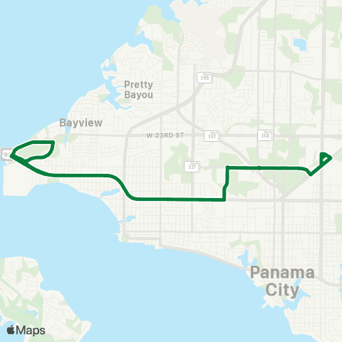 Bay Town Trolley Panama City Mall / Gulf Coast State Coll map