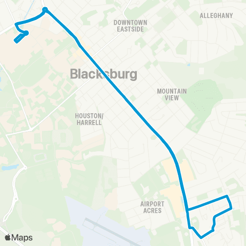 Blacksburg Transit South Main Ellett map